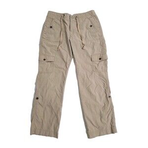 LL Bean Cargo Trail Roll Up Leg Pants Womens Size 4 Favorite Fit Hiking Stretch